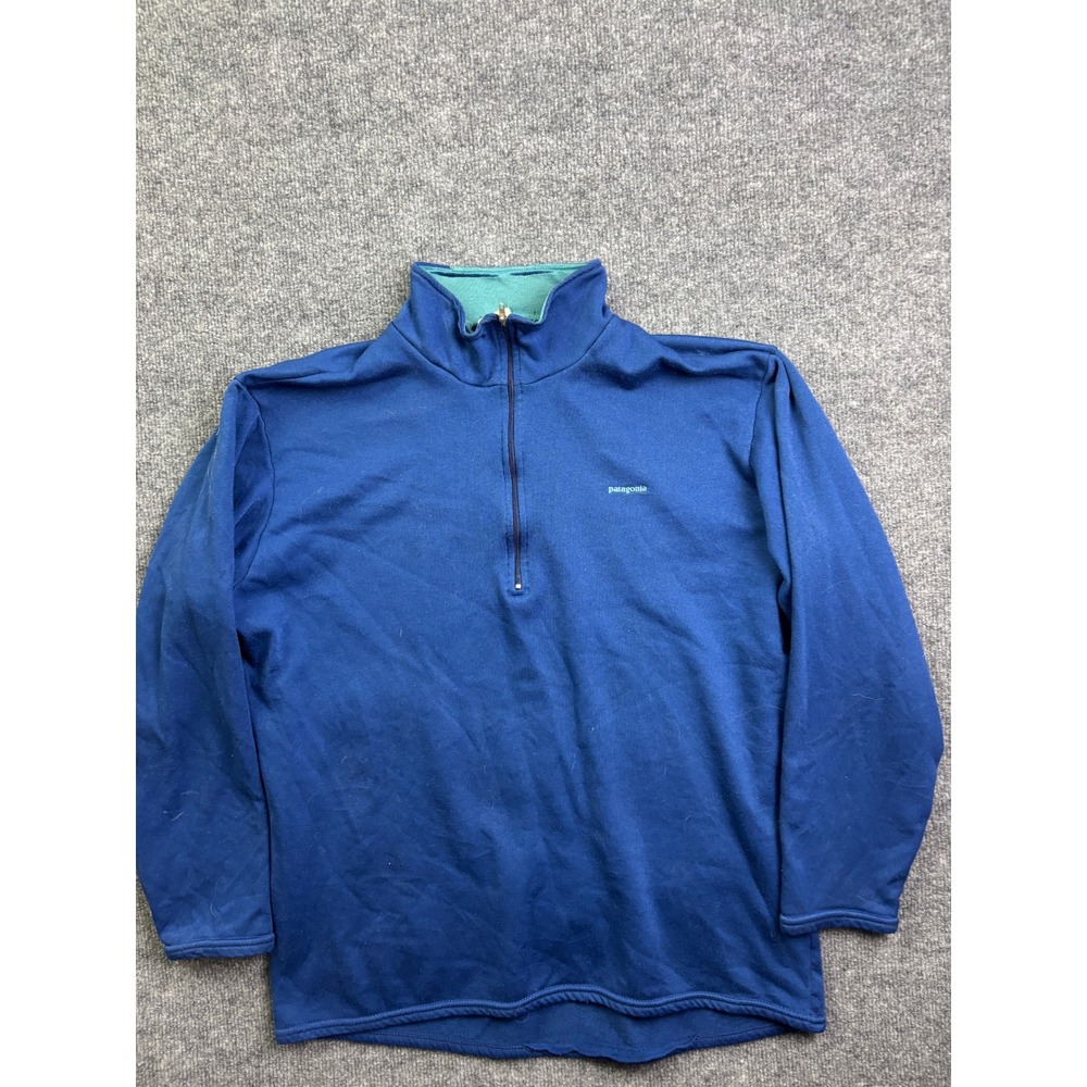 Patagonia Capilene Quarter‎ Zip Pullover Mens Large Blue Vintage Made in USA